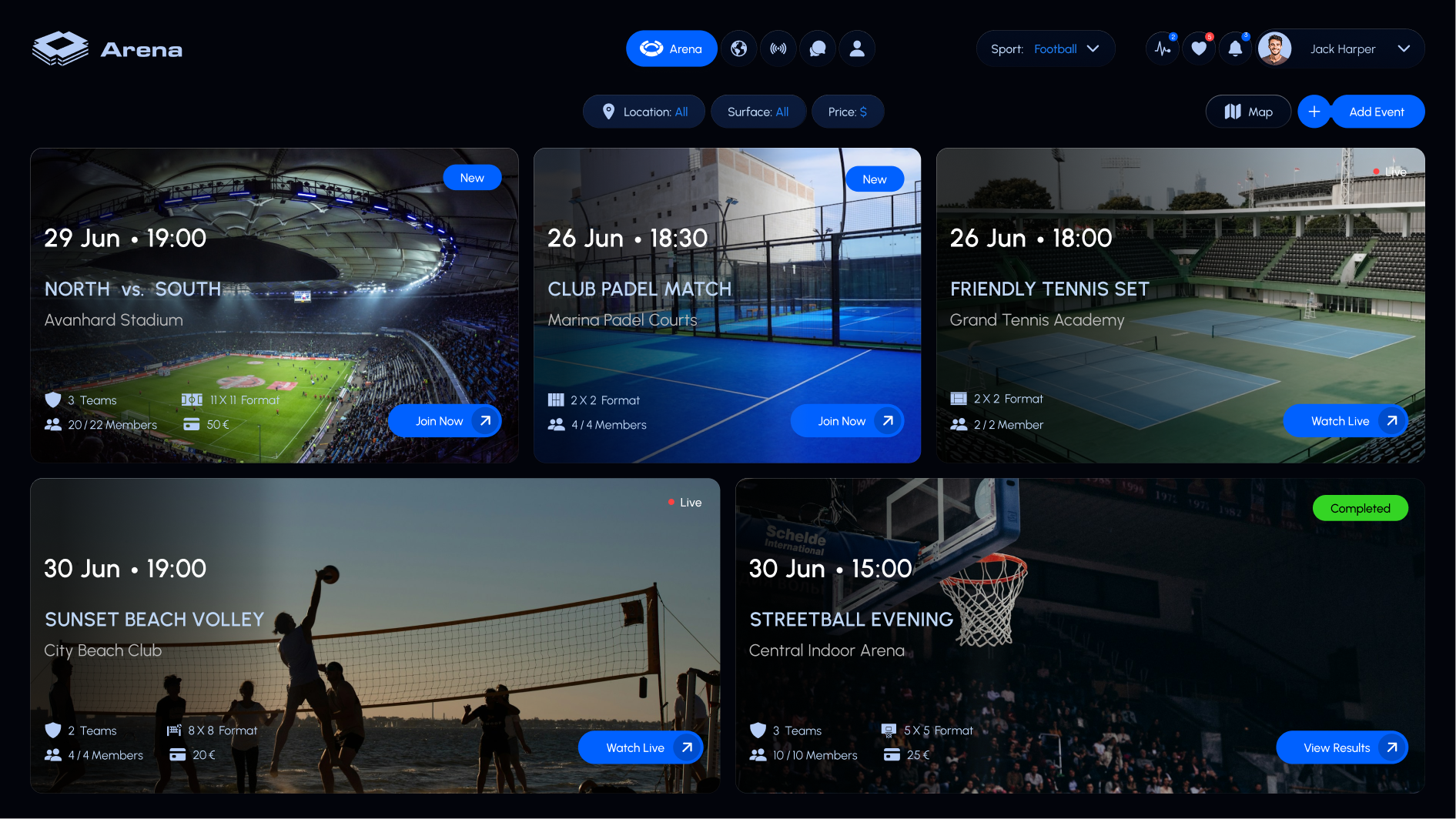 Events screen