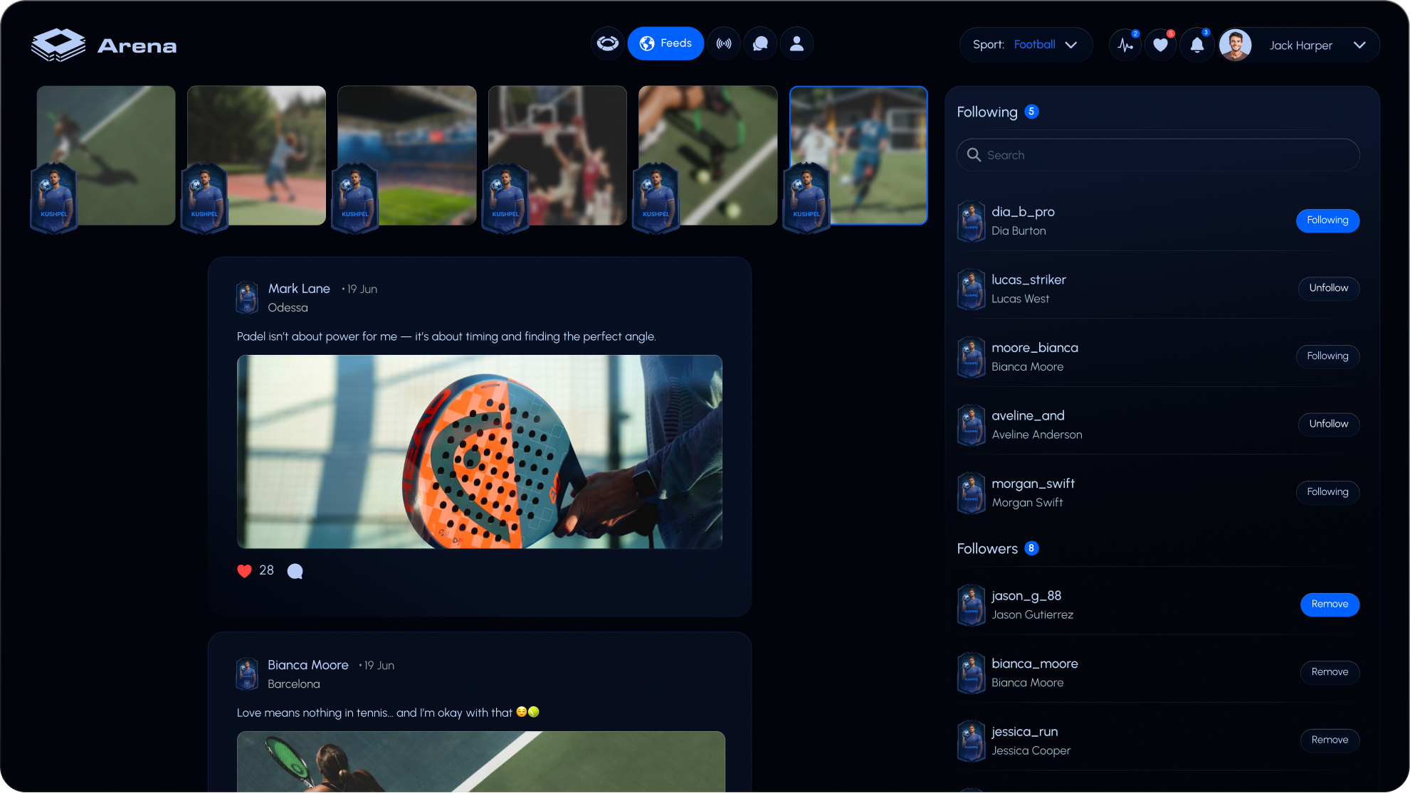 Feed screen