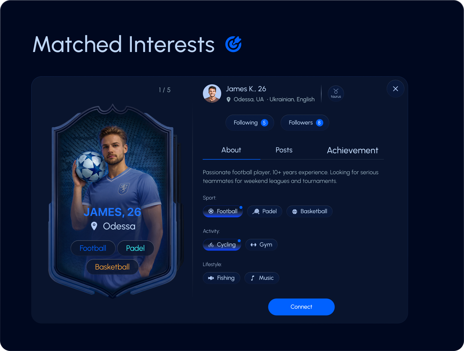 Matched interests modal